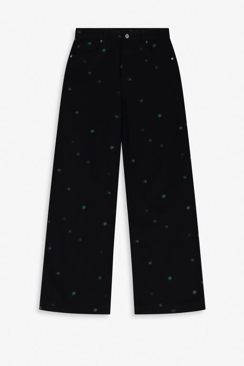 Zwarte high waist straight leg jeans met embroidery