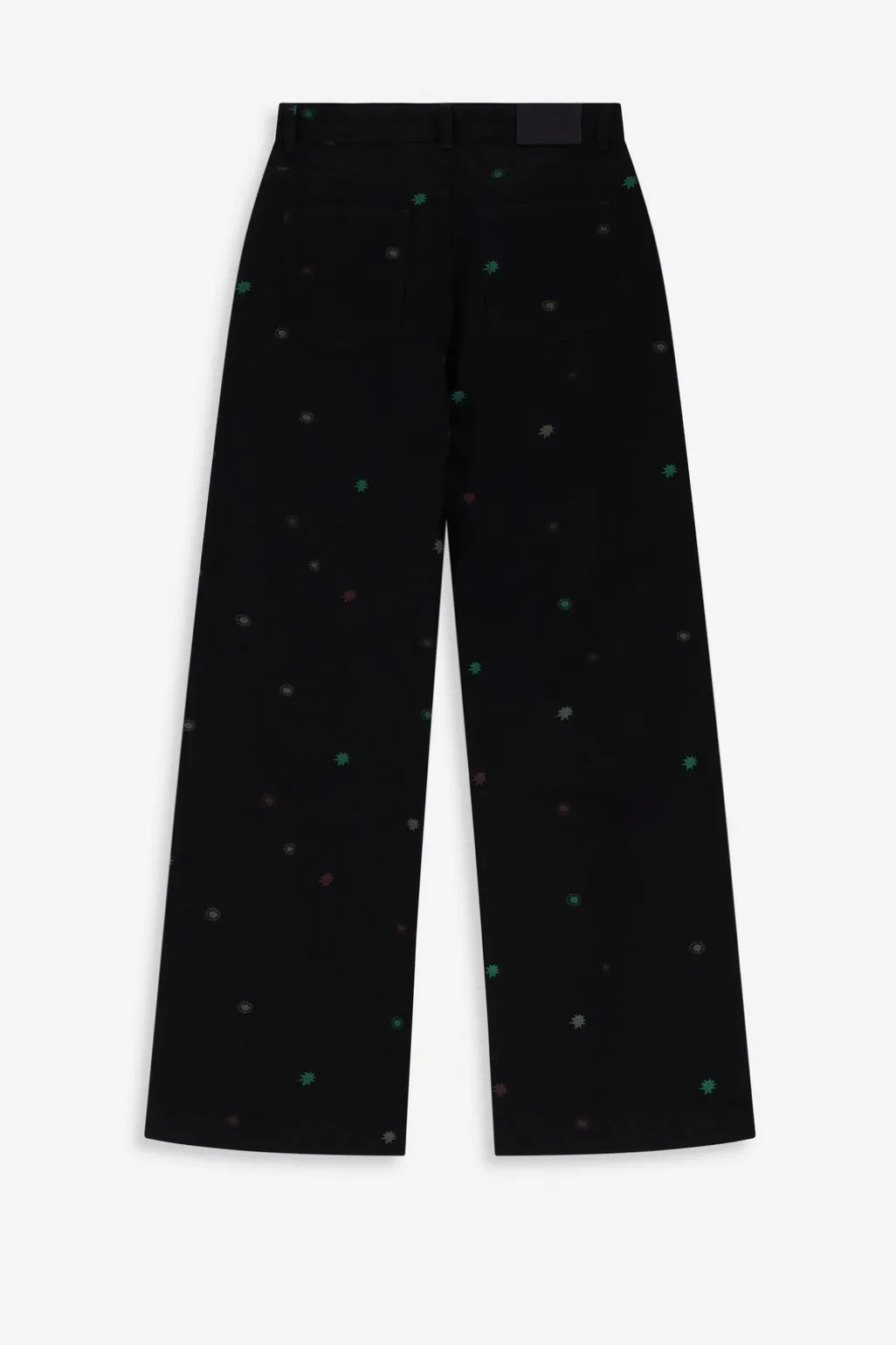 Zwarte high waist straight leg jeans met embroidery