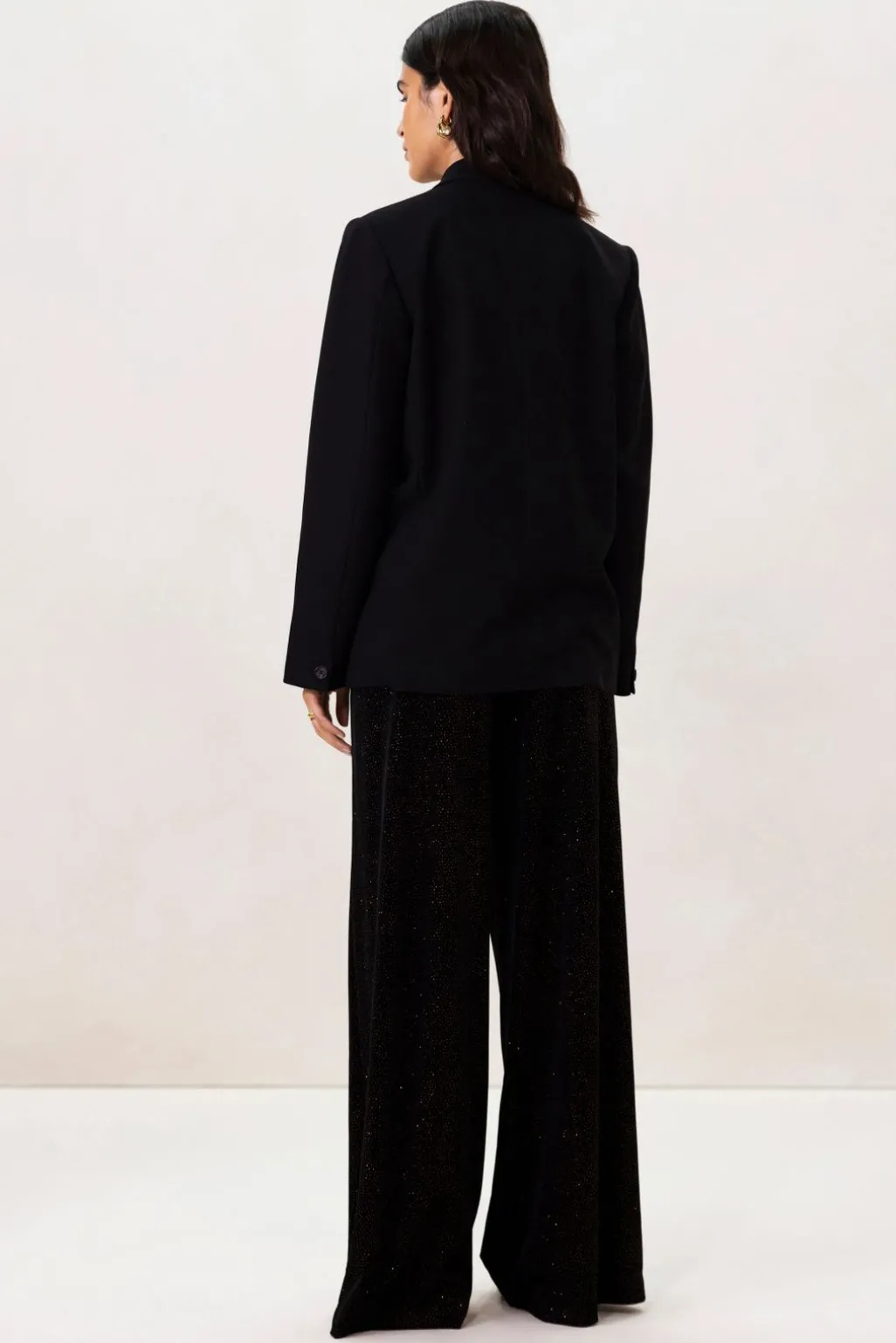 Zwarte high waist velvet broek met glitters