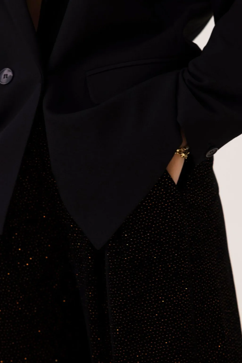 Zwarte high waist velvet broek met glitters