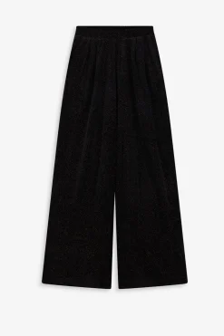 Zwarte high waist velvet broek met glitters