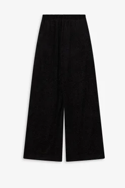 Zwarte high waist velvet broek met glitters