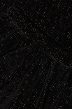 Zwarte high waist velvet broek met glitters