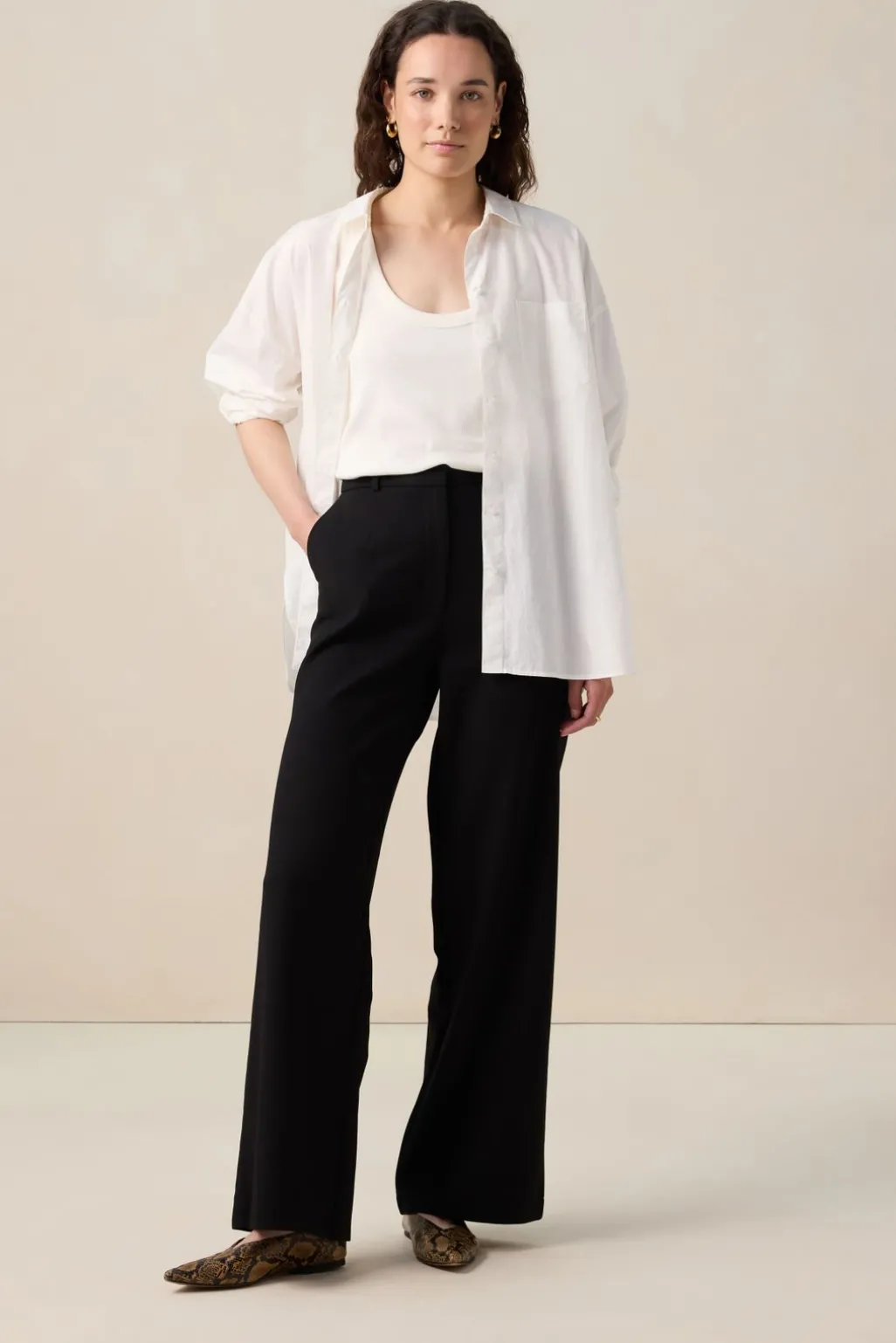 Zwarte high waist wide leg broek