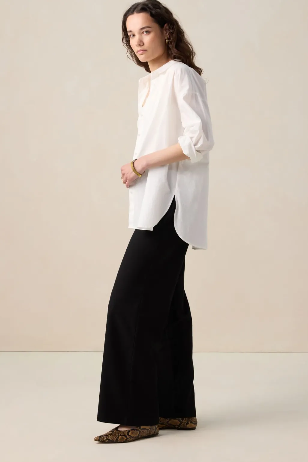 Zwarte high waist wide leg broek