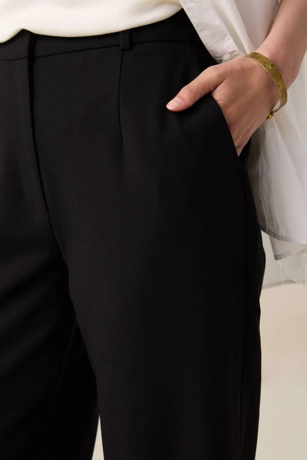 Zwarte high waist wide leg broek