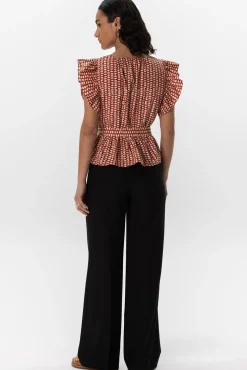 Zwarte high waist wide leg pantalon met rits