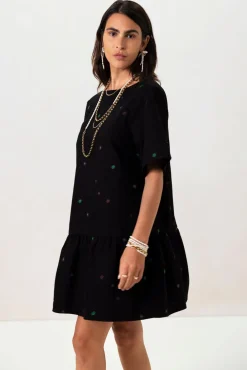 Zwarte jurk met embroidery