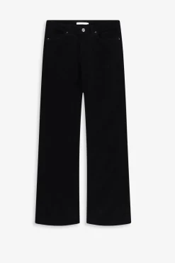 Zwarte mid waist bootcut broek met ribcord