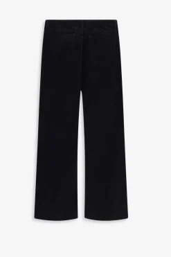 Zwarte mid waist bootcut broek met ribcord
