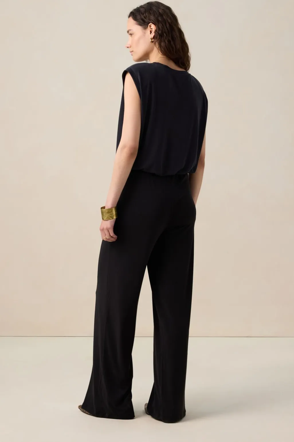 Zwarte mid waist jersey broek