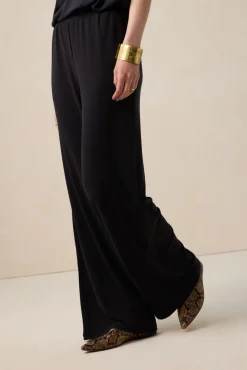 Zwarte mid waist jersey broek