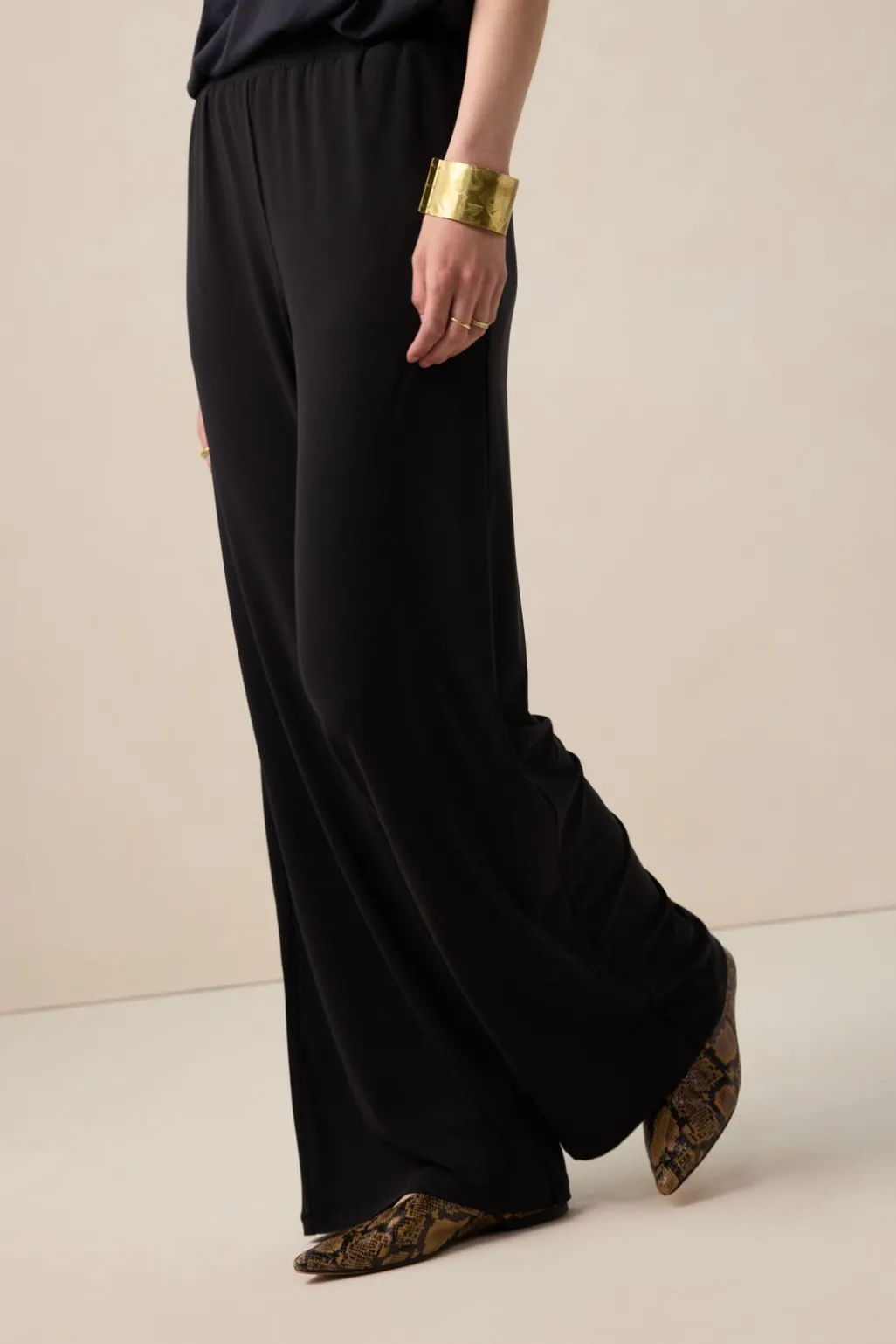 Zwarte mid waist jersey broek