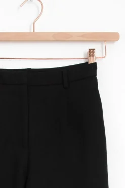 Zwarte mid waist wide leg pantalon