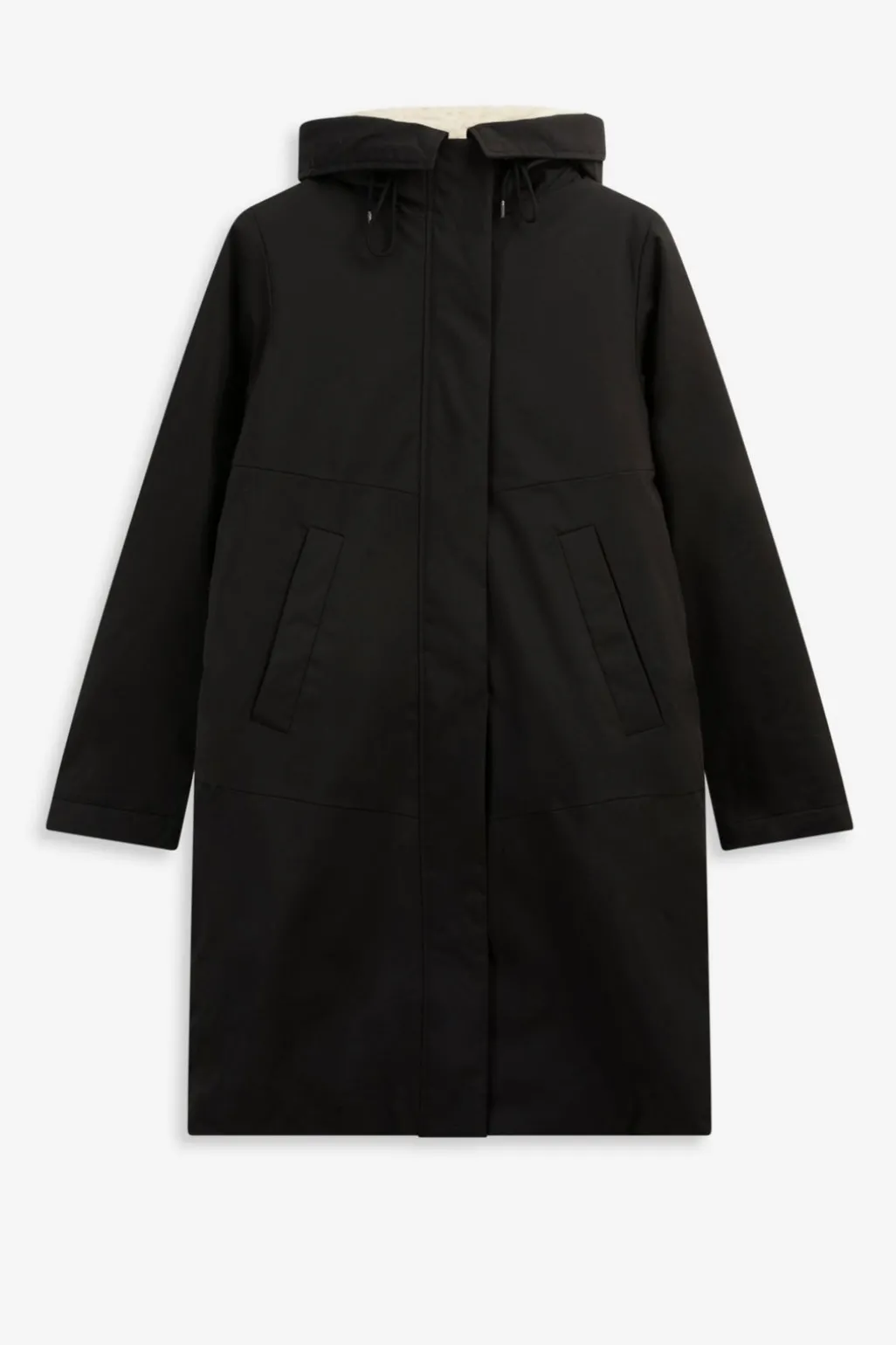 Zwarte parka met uitneembare faux fur voering