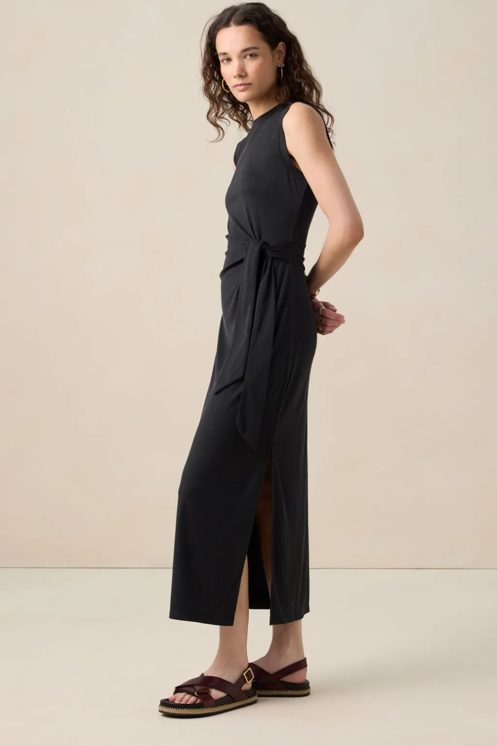 Zwarte rib jersey jurk