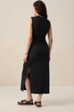 Zwarte rib jersey jurk