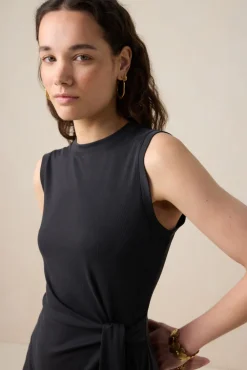 Zwarte rib jersey jurk