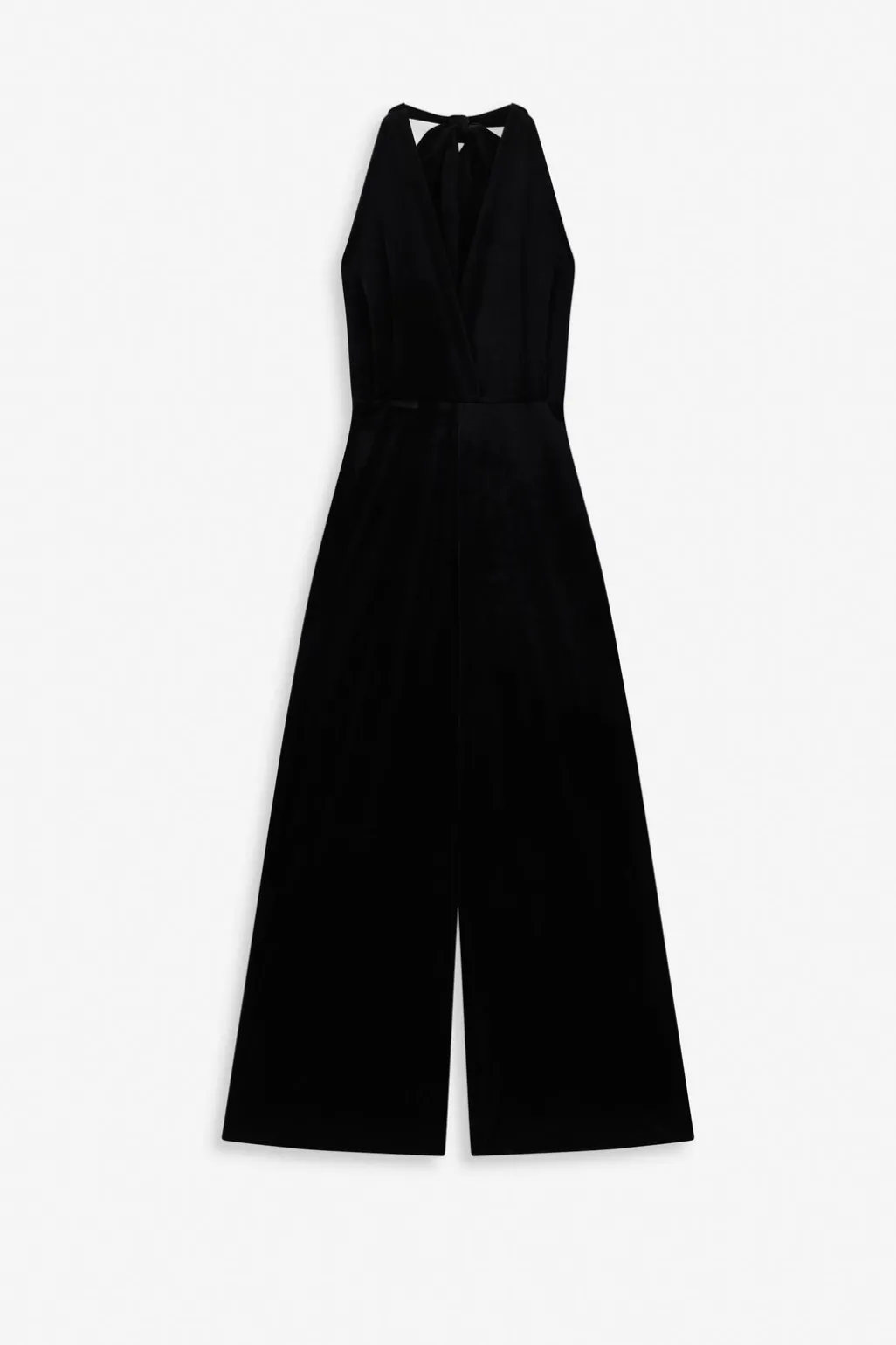 Zwarte velvet halter jumpsuit