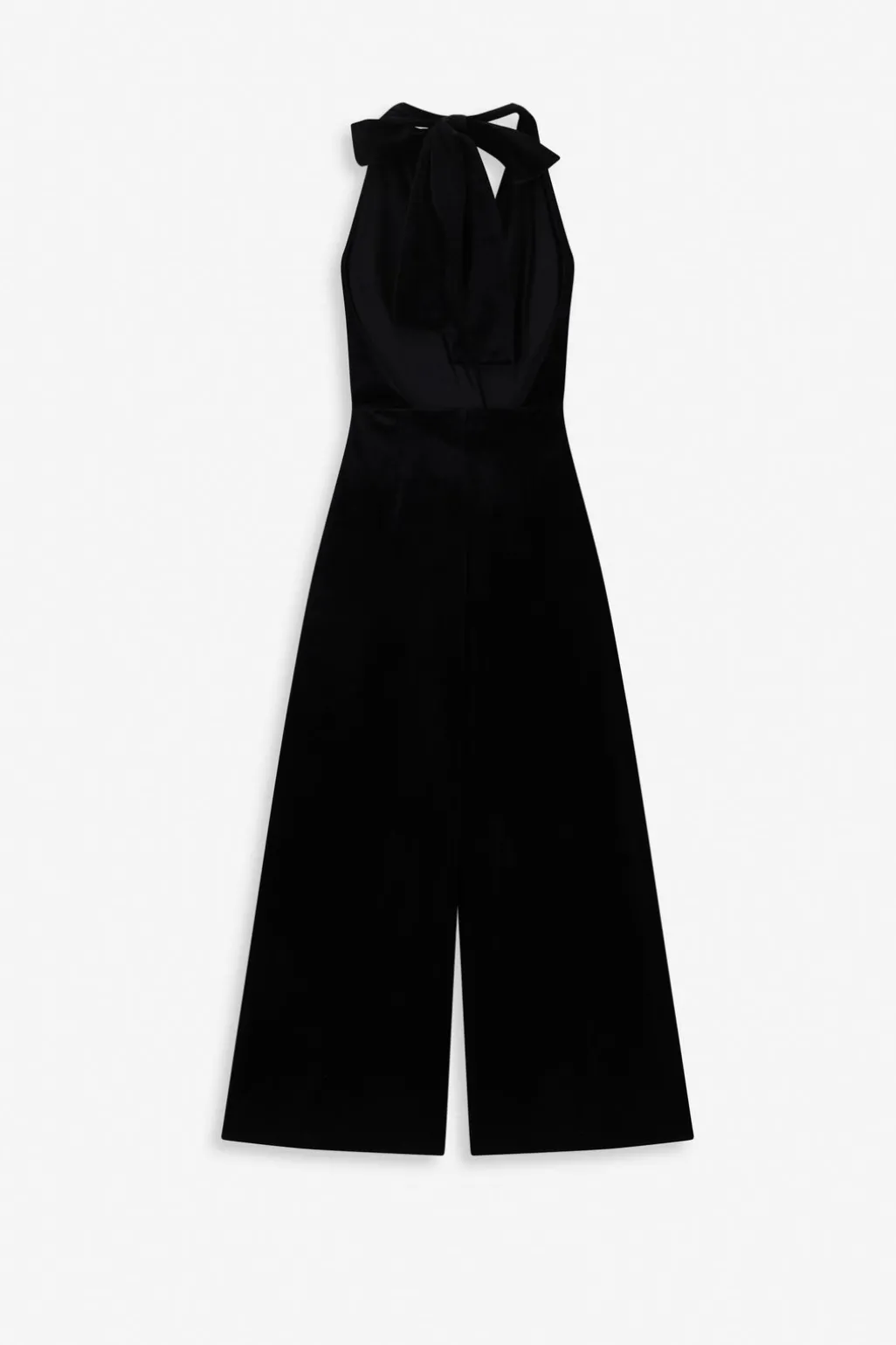 Zwarte velvet halter jumpsuit