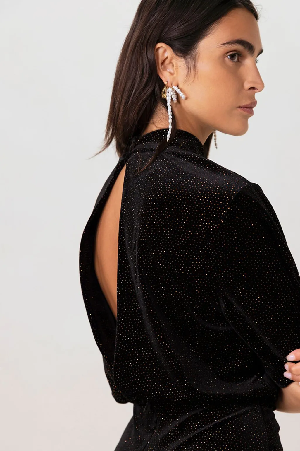 Zwarte velvet jurk met glitters