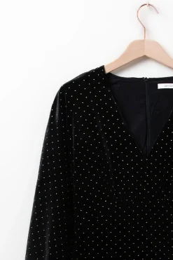 Zwarte velvet jurk met metallic studs