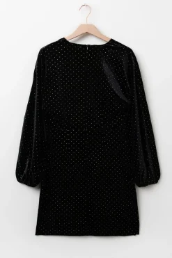 Zwarte velvet jurk met metallic studs