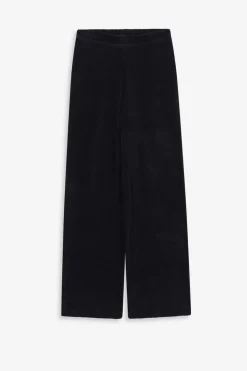Zwarte velvet straight leg broek